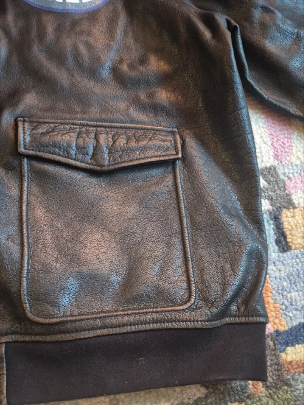 Harley-Davidson Brown Leather Bomber Jacket with Painted Accents And Kustom Kat.